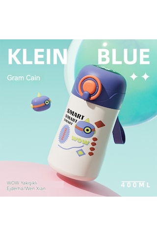 Jian Fan Paslanmaz Çelik Akılı Termos Bardak Sıcaklık Saman Su Bardağı Mavisi Mavi