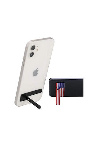 Suofeng Tam Metal Cep Telefonu Tutucu: Ince, Gizli Arka Yapışkan, Katlanabilir Masaüstü Destek, Siyah Lakalı, Pratik Kullanım