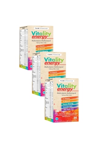 Tabvitamins Vitality Energy 30 Tablet X 3 Adet