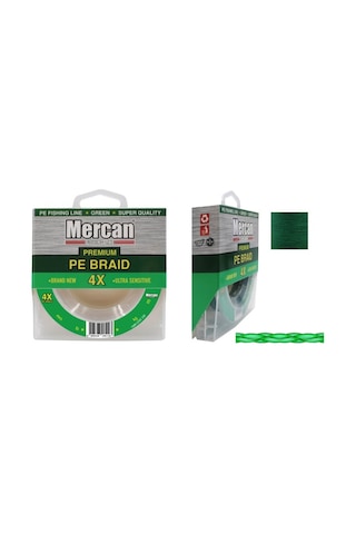 Mercan Pe Örgü Premium 4X İp 300 M Yeşil Misina