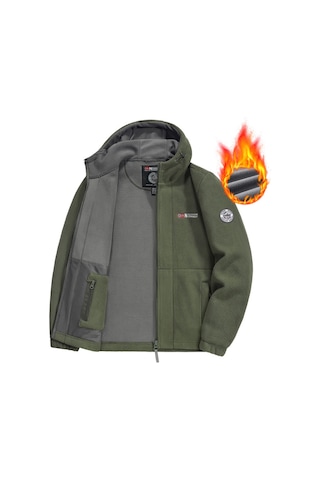Snapbuy Kapüşonlu, Polar Erkek Ceket Yeşil