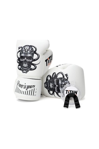 Titan Sport Beyaz Yılanlı Robot Kurukafa Desenli Setli Fgr Model-3 Boks Eldiveni Çok Renkli