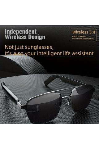 Xuweiwei Siyah Yeni Akıllı Gözlükler Kablosuz Kulaklık Gözlük Metal Dokulu Mikrofon Hoparlör Dokunmatik Kontrol Kamera Tüm Telefonlarla Uyumlu