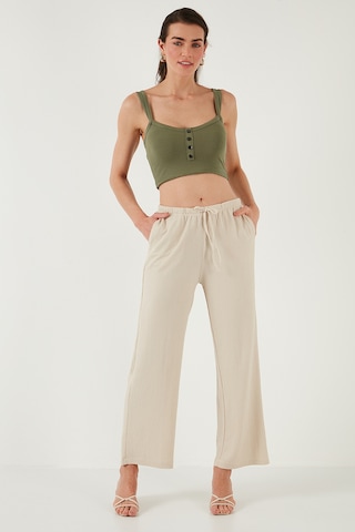 Lela Regular Fit Normal Bel Geniş Paça Bayan Pantolon 5866117 Taş