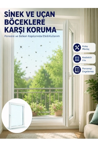 Pencere Ve Balkon İçin Tek Kanatlı Kolay Takılan Sineklik Çok Renkli