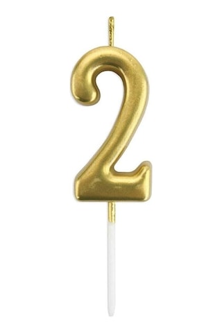 2 Yaş Gold Rakam Mum Altın Renk Doğum Günü Pasta Mumu 12 Cm Diğer