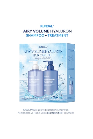 Arındıran, Nemlendiren, Hacim Veren Saç Bakım Seti Kundal Airy Volume Hyaluron Shampoo + Treatment