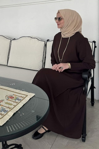 Rabia Şamlı Ela Modal Takım Kahve Çok Renkli