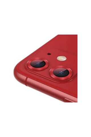 Apple Uyumlu iPhone 12 Mini Kamera Koruyucu Lens Mercek Metal Çerçeveli 2li Set Kırmızı Red