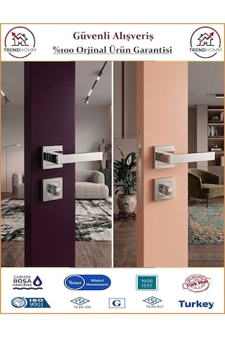 Trendhomm Lama Rozetli İç Oda Kapı Kolu - Nikel Saten - Wc Banyo