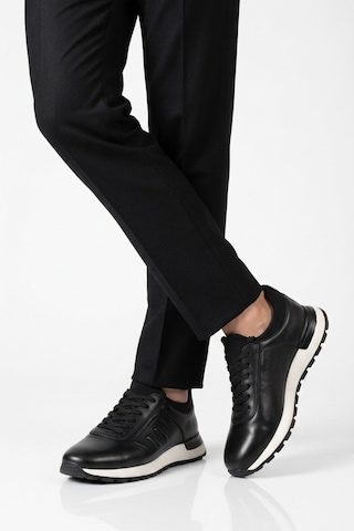Voyager Erkek Siyah Hakiki Deri Casual Ayakkabı Bağcıklı Rahat Konfor Tabanlı Sneaker M294 M