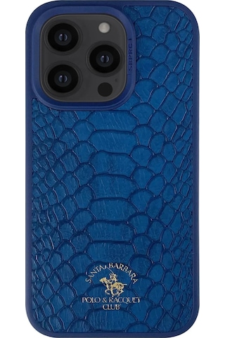 Santa Barbara Polo Racquet Club Apple iPhone Uyumlu 14 Pro Max Kılıf Pu Deri Timsah Tasarım Business Knight Kapak Lacivert