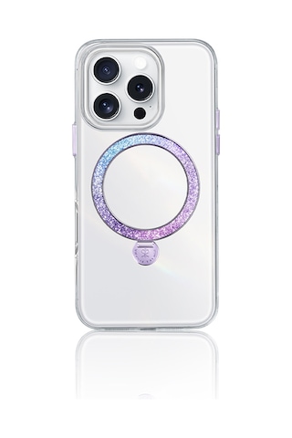 Apple Uyumlu iPhone 15 Pro Max Kılıf Magsafe Şarj Özellikli Standlı Pynana Dancing Streamer Serisi Kapak Mor