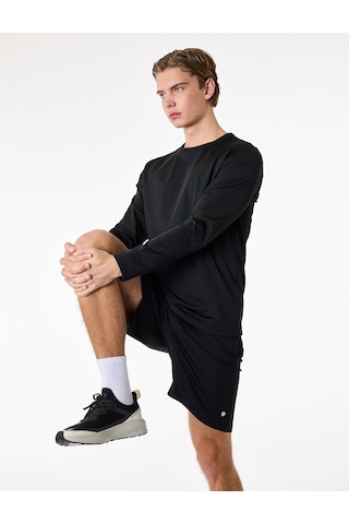 Koton Regular Fit Bisiklet Yaka Uzun Kollu Basic Spor Tişört Siyah 6sam10119nk