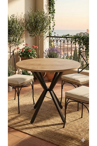 70 Cm Siyah Metal Ayak 2-3 Kişilik Yuvarlak Masa Mutfak Masası Balkon Masası Kafe Masası Ofis Masası Safirmeşe