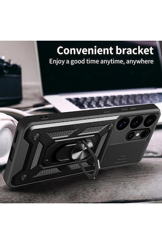 Samsung Galaxy Uyumlu S25 Ultra Kılıf Kamera Sürgülü Korumalı Zırh Kapak