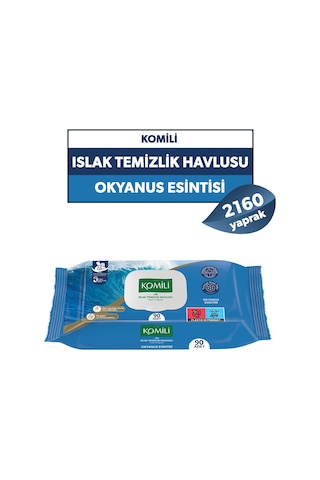 Komili Genel Kullanım Islak Havlu 90'lı Okyanus Esintisi - 24'lü Paket - 2160 Yaprak