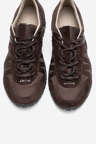 Fıera Kahverengi Hakiki Deri Fileli Kadın Günlük Sneaker Kahverengi