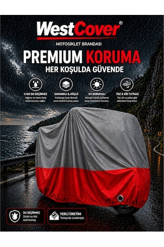 Honda Forza 250 Gri-kırmızı Parç. Motosiklet Branda Su-toz Geçirmez Motor Örtü