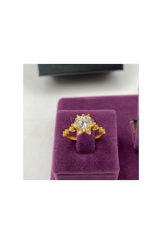Lotus Altın Tek Taş Yüzük 22 Ayar 3.23 Gram Kadın Hediye - Y01214