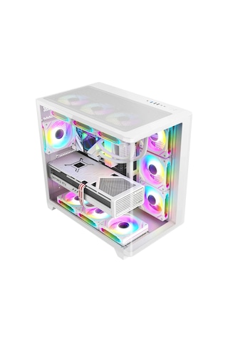 Dragos Ocean Curved Pro 750W 80+ Temperli Cam Atx Mid Tower Oyuncu Bilgisayar Kasası Beyaz