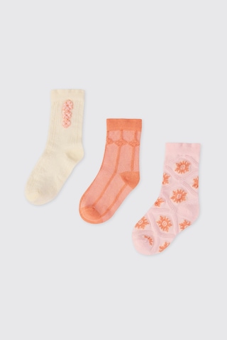 Panço Kız Çocuk Pembe 3'lü Soket Çorap 2612gk11006
