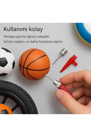 Kanjı Top &amp Bisiklet Şişirme Ucu Seti Pompa Adaptör Hortumlu, Futbol Basketbol Voleybol İğne Başlıklı, Diğer