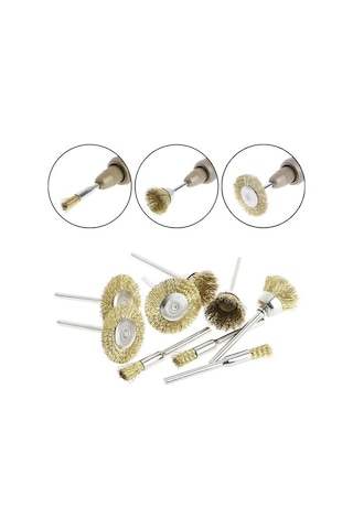 Mini Gravür Makineleri Için Prinç Tel Fırça Seti 10 Parçalı