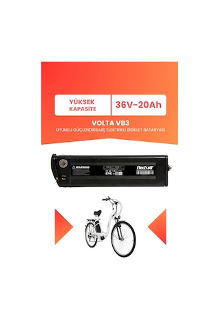Volta Vb3 Uyumlu 36v 20ah Elektrikli Bisiklet Bataryası Siyah