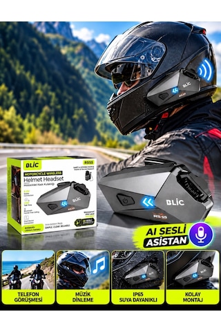 Blic Rs55 Bluetooth 6.0 Motosiklet Kask Kulaklığı 800 Mah Batarya, Aı Sesli Asistan Destekli