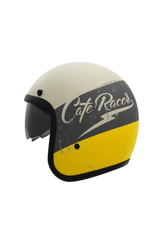 Thh T-383 Cafe Açık Motosiklet Kaskı Gri - Sarı