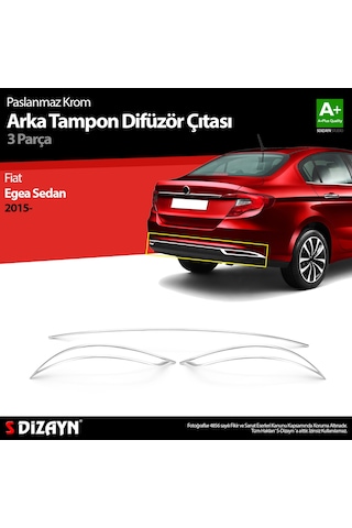 S-dizayn Fiat Egea Sd Krom Arka Tampon Difüzör Çıtası 3 Prç. 2015 Üzeri