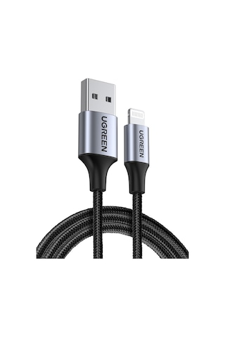 Ugreen Lightning - Usb-a Örgülü Mfi Sertifikalı Apple Uyumlu iPhone  Hızlı Şarj Kablosu, 1 M, Siyah, 60156