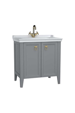 VitrA Valarte Lavabo Dolabı 80 Cm Kapaklı Etajerli Lavabolu Tek Armatür Delikli Mat Beyaz 62153 Diğer