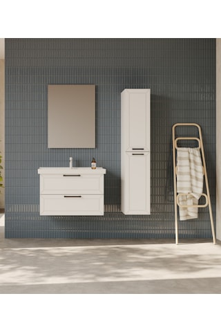 Creavit D20 80 Cm İki Çekmeceli Lavabo Dolabı Beyaz Lake Beyaz