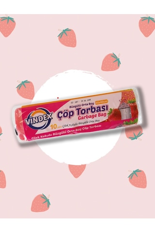 Vindex Büzgülü Çilek Kokulu Orta Boy Çöp Torbası Pembe 55 x 60 CM