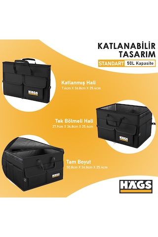 Haegs Araba Bagaj Çantası 50 L Siyah
