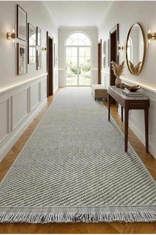 Leiva Home Lara 04 Gri Sisal İskandinav Modern Kaymaz Taban Yumuşak Özel Ölçü Salon Koridor Halısı 0210a-krem