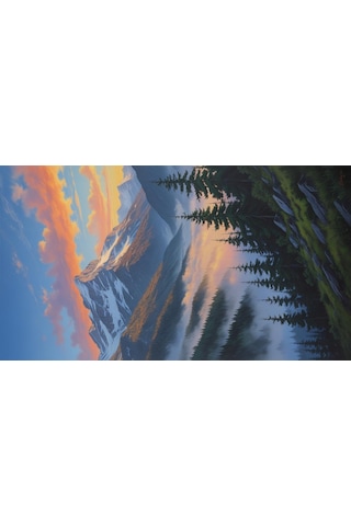 Doğa Ve Manzara Dikey 60x90cm Gün Doğumunda Görkemli Dağ Manzarası 01 Çerçevesiz 60x90cm Pvc Tablo