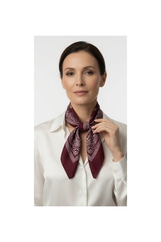 Mollycrush Unisex Mürdüm Şal Desenli Bandana Günlük Saç Aksesuarı, Boyunluk Ve Outdoor Fular Koyu Bordo