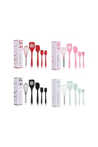 Pembe Jankng 5 Adet Mutfak Eşyası Seti Silikon Yapışmaz Pişirme Alet Takımı Spatula Tencere Pişirme Gereçler Mutfak Aksesuarları Araçları