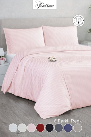 Çift Kişilik %100 Pamuk Saten Nevresim Seti Premium Seri 8 Renk Seçeneği 200x220 Pembe