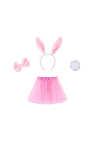 Pembe Tavşan Tacı Etek Papyon Kuyruk Kostüm Seti Çocuk Boy