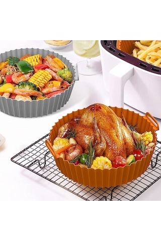 Renkli Isıya Dayanıklı Yıkanılabilir Silikon Fırın Ve Airfryer Yuvarlak Model Pişirme Matı 20 Cm 56