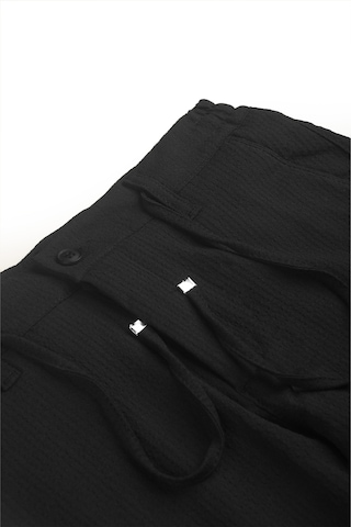 Deepsea Erkek Siyah Likralı Gofre Kumaş Beli Lastikli İpli Slim Fit Günlük Pantolon 2600650 Siyah