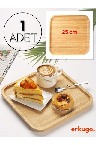 1 Adet Bambu Kare Servis Tabağı, Sunum Seti 25x25 Cm Bambu