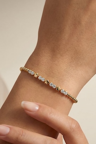 Valmont Accessories Xuping 14k Kaplama 17+2 Cm Ayarlanabilir Yıldız Detaylı Taşlı Kadın Çelik Bileklik Altın