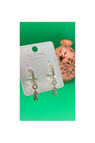 Xuping Rose Gold Renginde Sallantılı Şık Zirkon Taşlı Küpe Altın