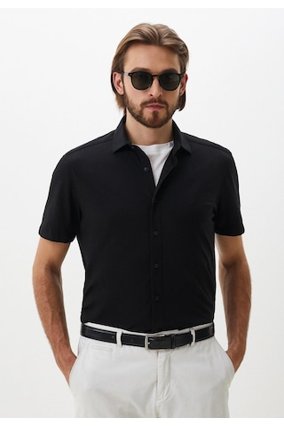 Erkek Kısa Kollu Yazlık Gömlek Siyah Slim Fit Ncs Jeans 7286 Siyah