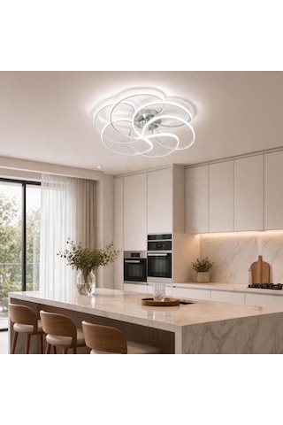 3 Renk Uzaktan Kumandalı Samyeli Model Led Avize Krom - Gümüş